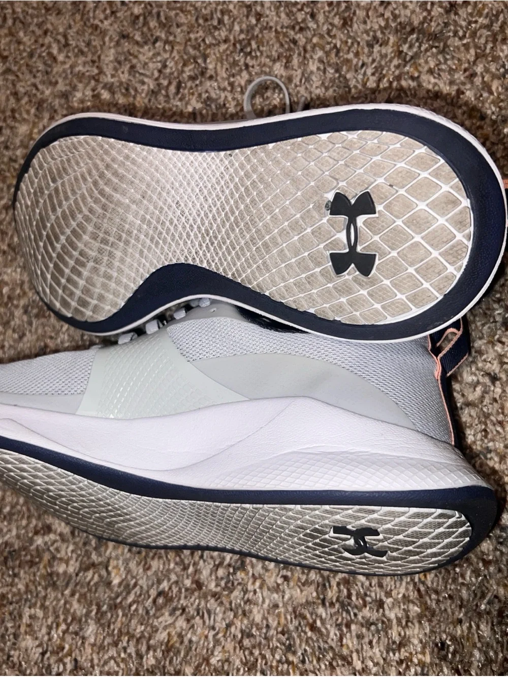 Under Armour Women’s Train Light Gray Athletic Sneakers with Pink Accents